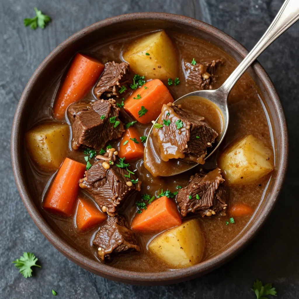 batch cooking friendly slow cooker beef and vegetable stew with root veggies