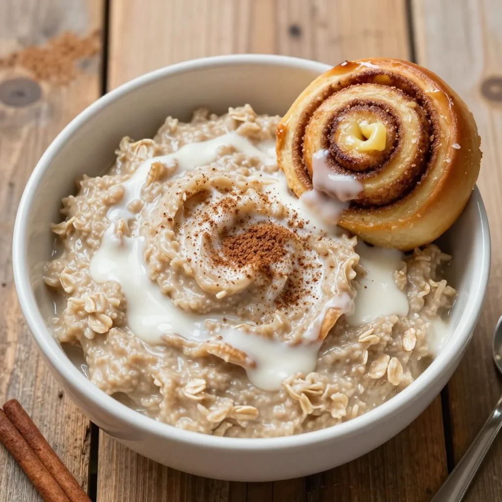 Warm Cinnamon Roll Oatmeal for a Decadent Breakfast