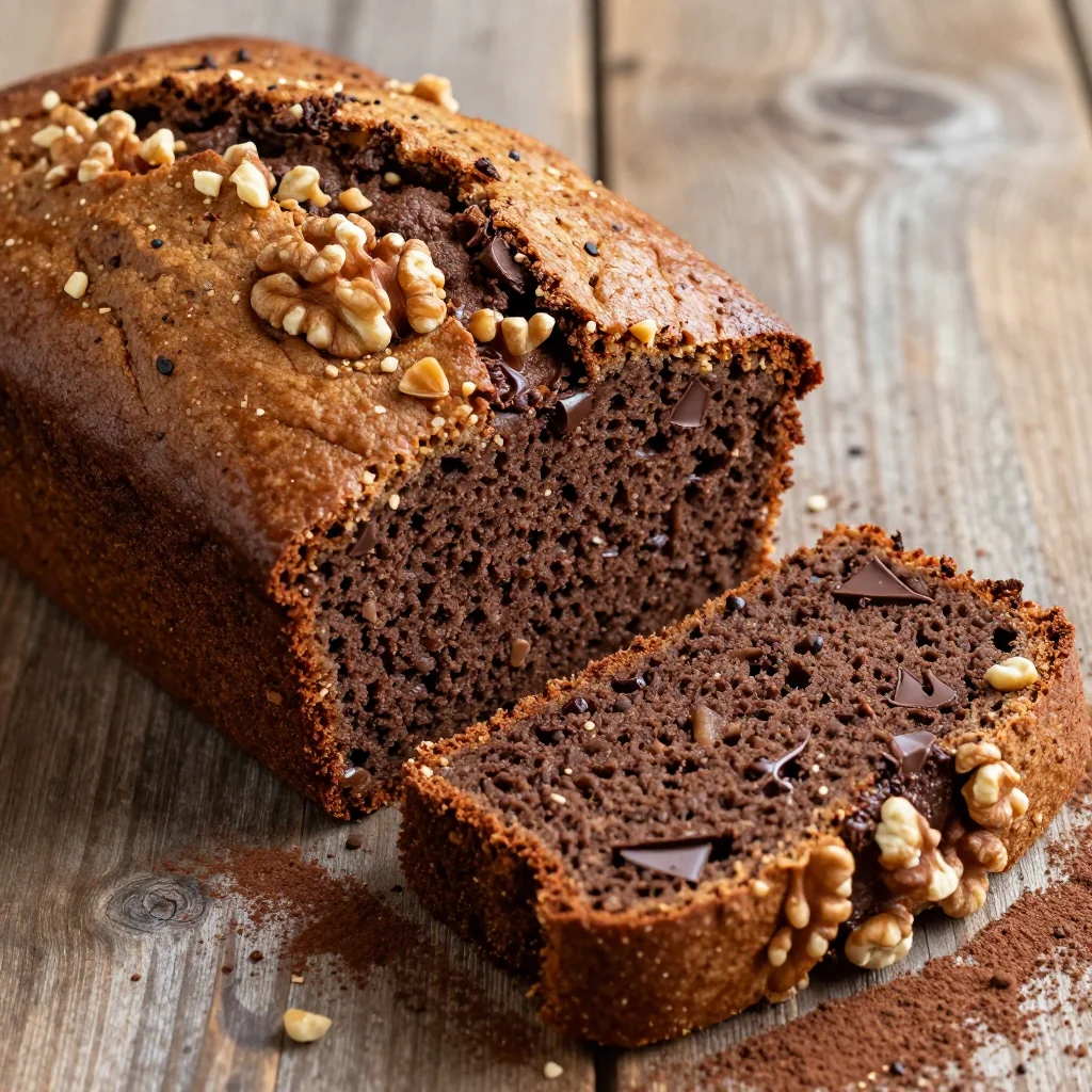 Vegan Chocolate Banana Bread With Walnuts