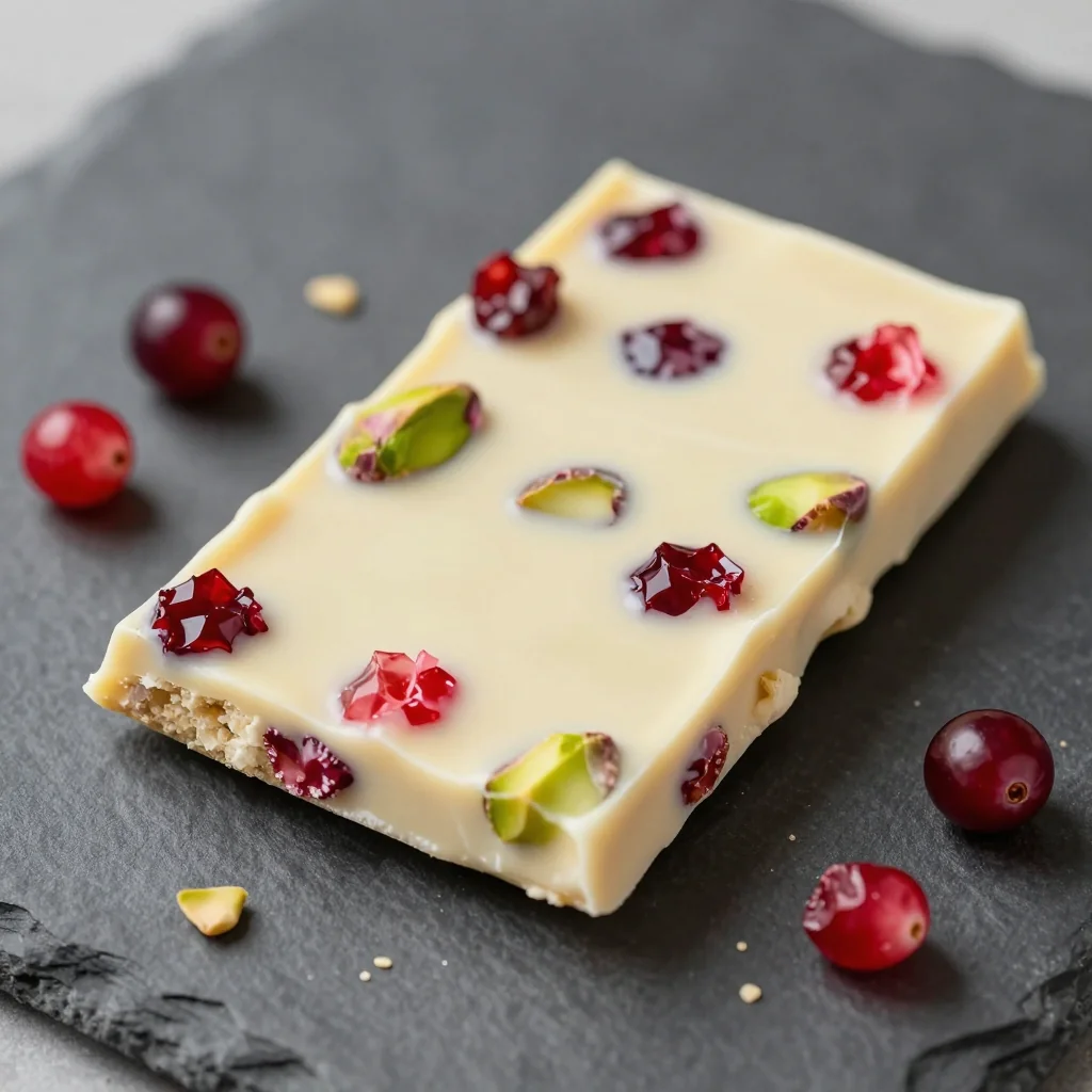New Year's Day Lucky White Chocolate Bark With Pistachios And Cranberries