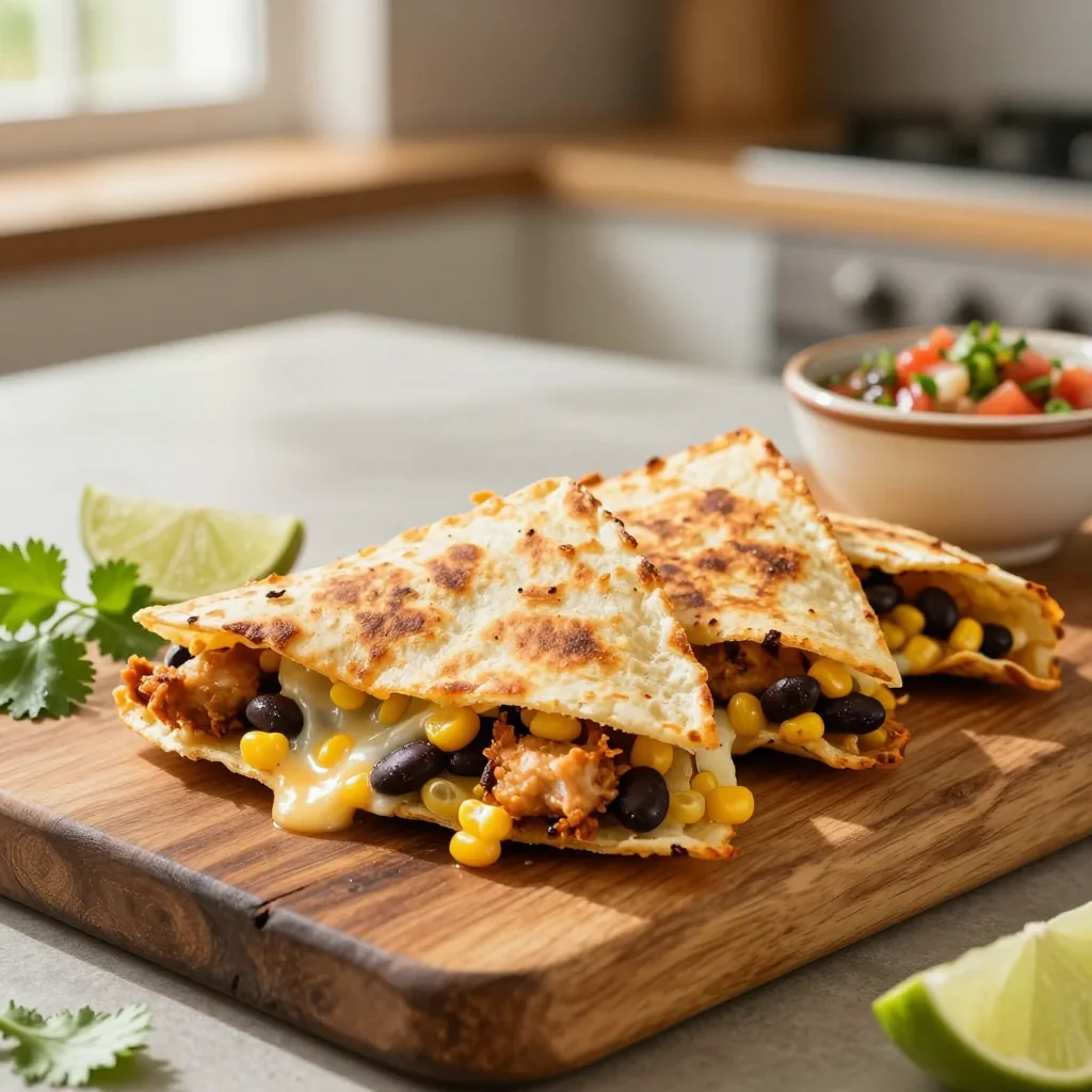 Chicken Quesadillas with Corn and Black Beans