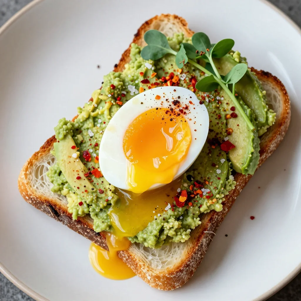 New Year's Day Avocado and Egg Breakfast Toast with Chili Flakes