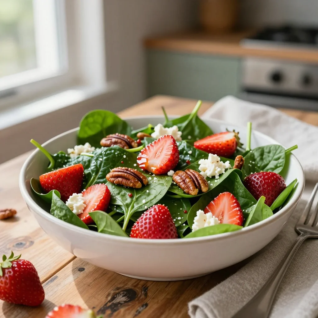Strawberry Spinach Salad with Candied Pecans