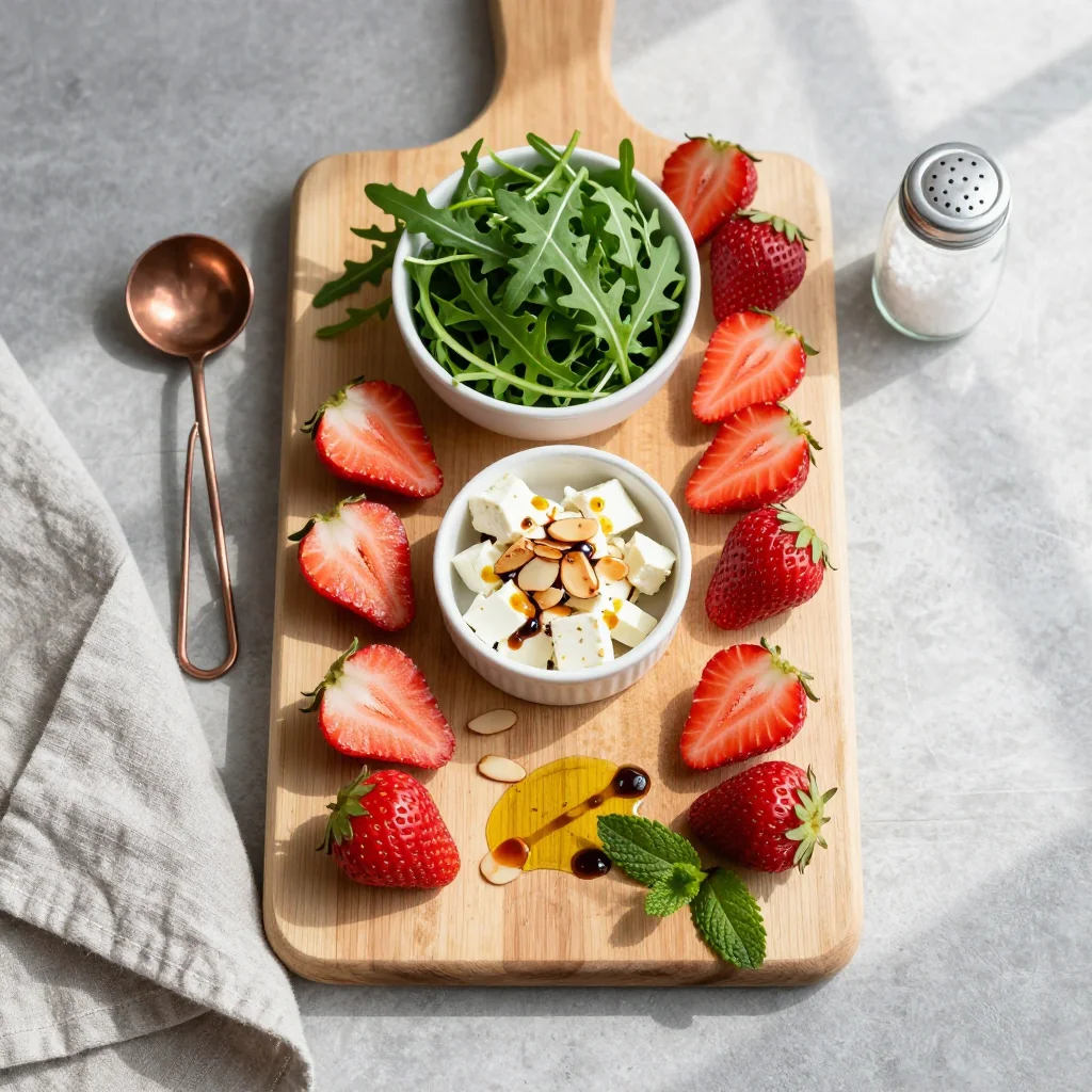 All ingredients for Strawberry Salad with Balsamic Vinaigrette