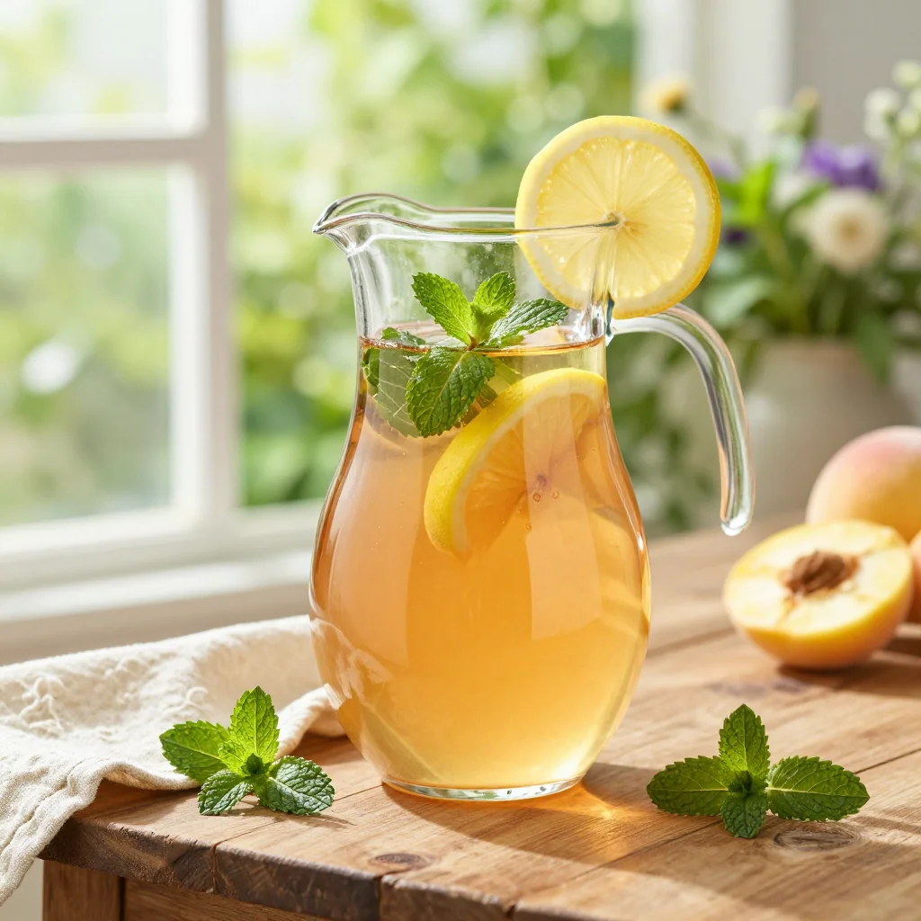 Peach Tea with Fresh Mint and Lemon