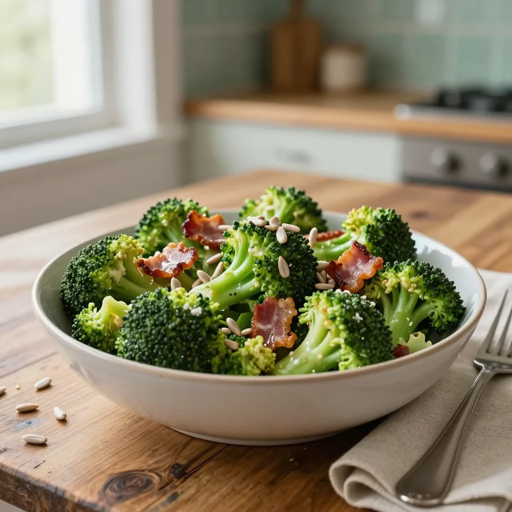 Broccoli Salad with Sunflower Seeds and Bacon
