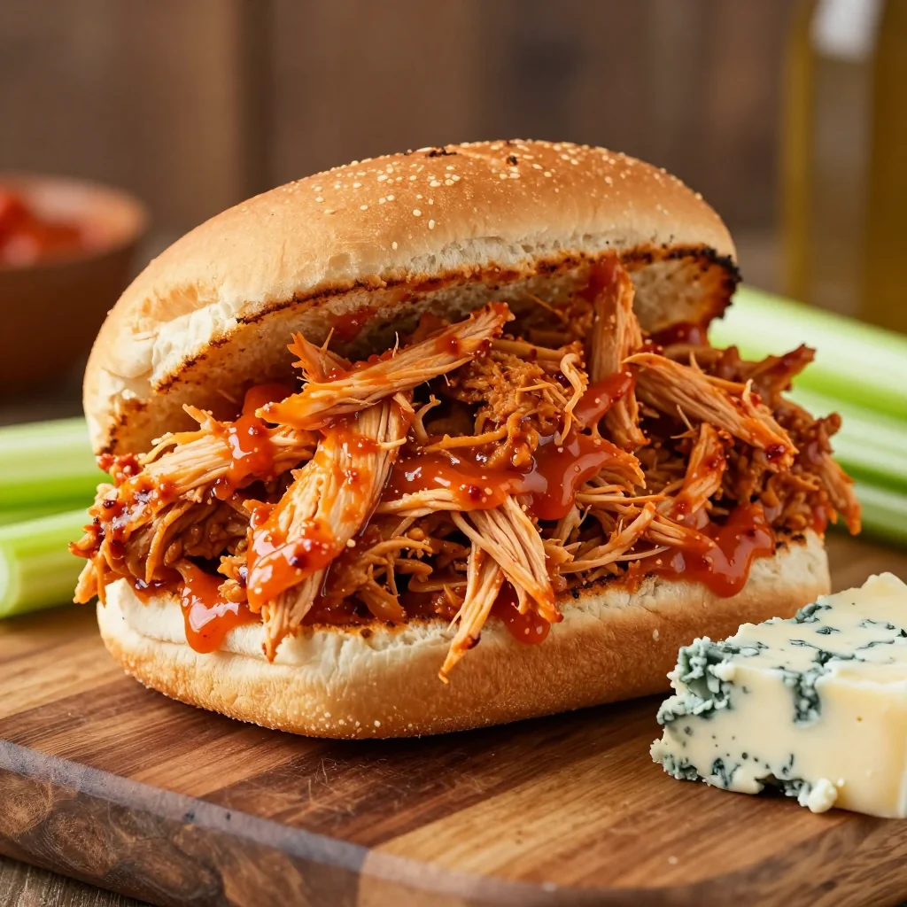 Easy Slow Cooker Buffalo Chicken Sandwiches for NFL