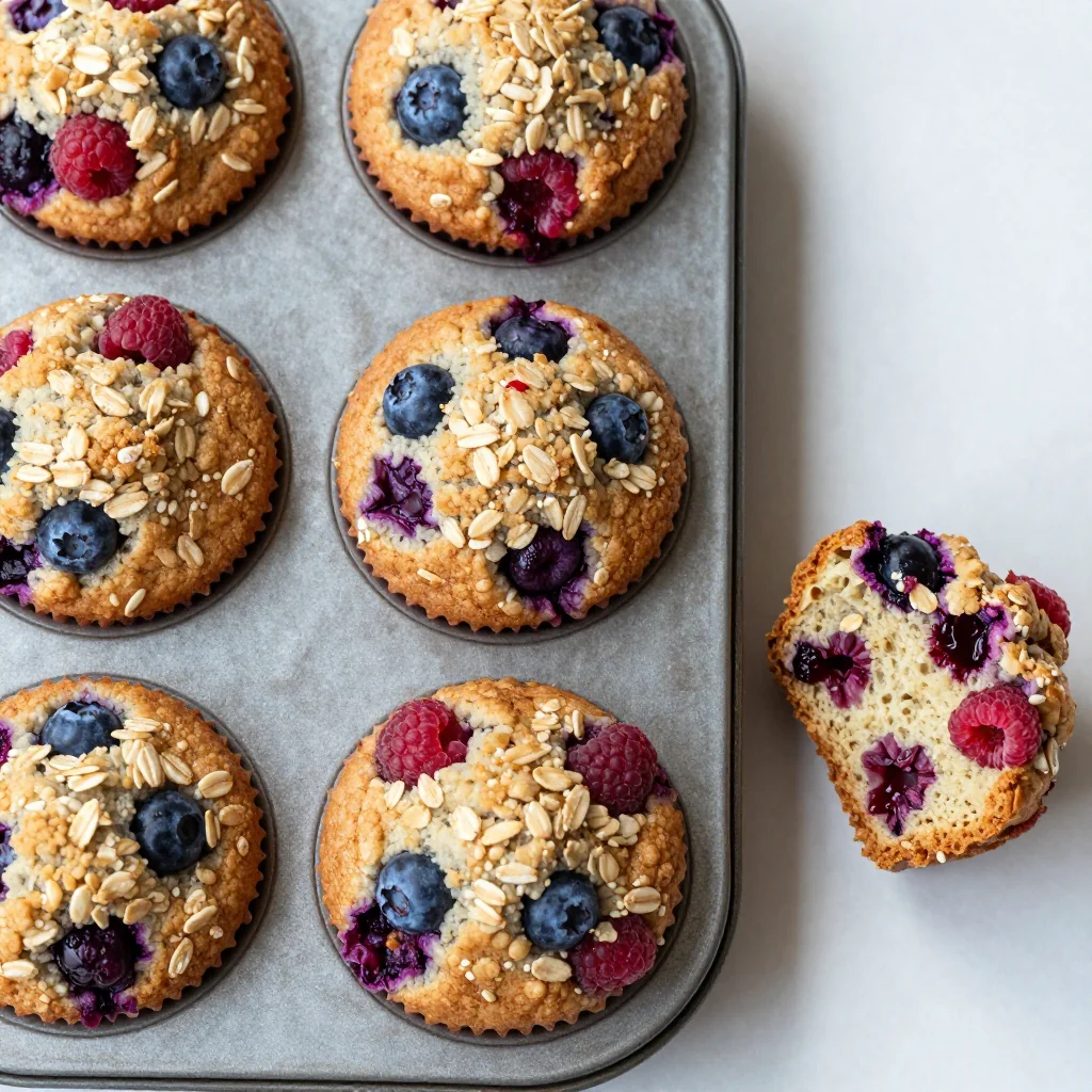 Freezer-Friendly Breakfast Muffins with Oats and Berries
