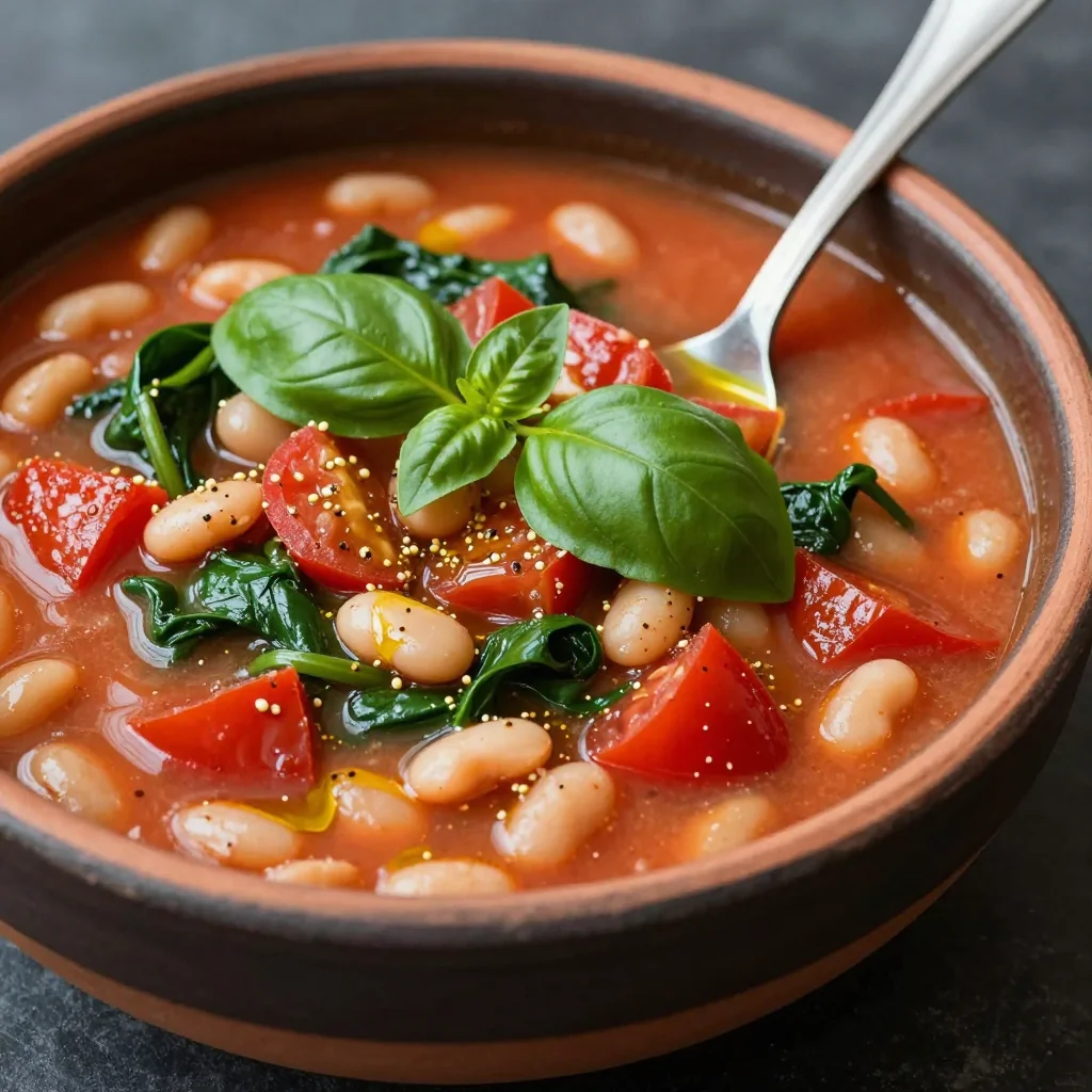 Healthy Comfort Creamy Tomato and White Bean Soup