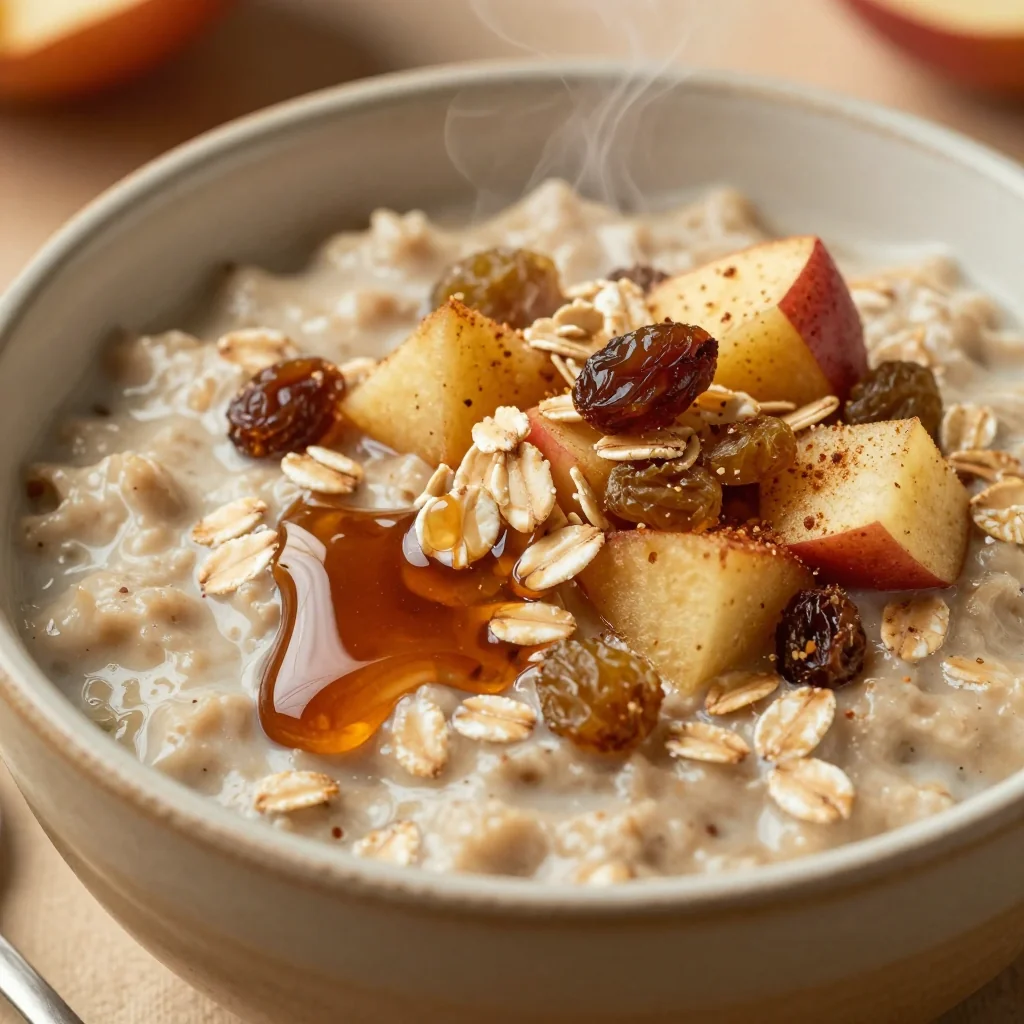 Warm Apple Cinnamon Oatmeal with Raisins