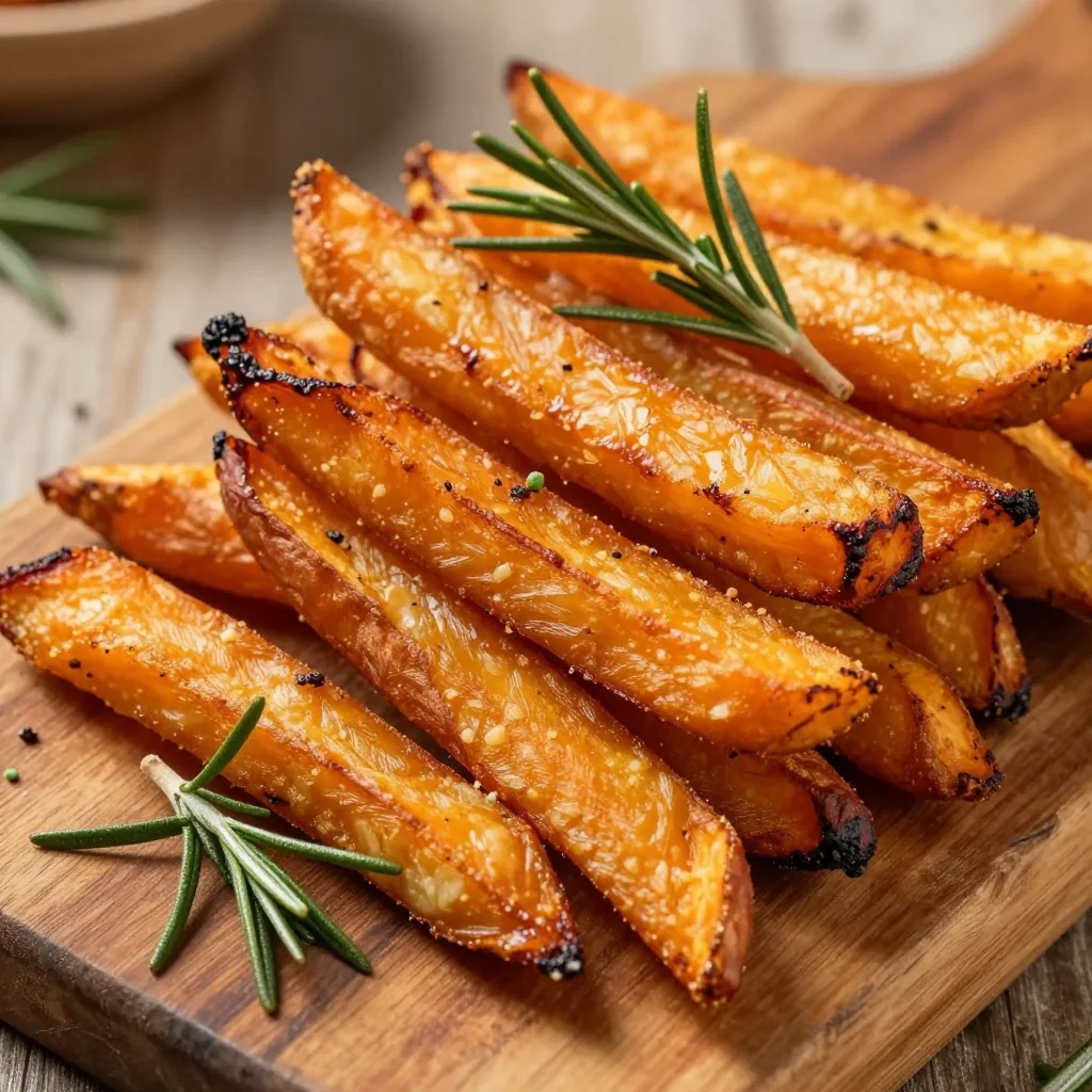 crispy roasted sweet potato fries with fresh rosemary for family meals