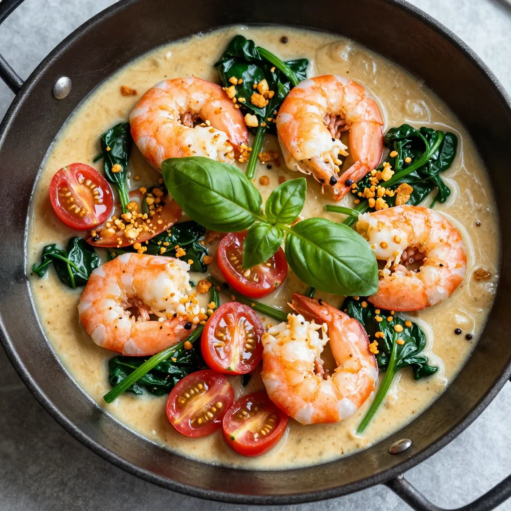 Budget Dinner Creamy Tuscan Shrimp Skillet