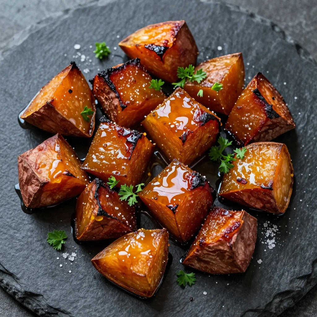 Crispy Roasted Sweet Potatoes With A Honey Glaze