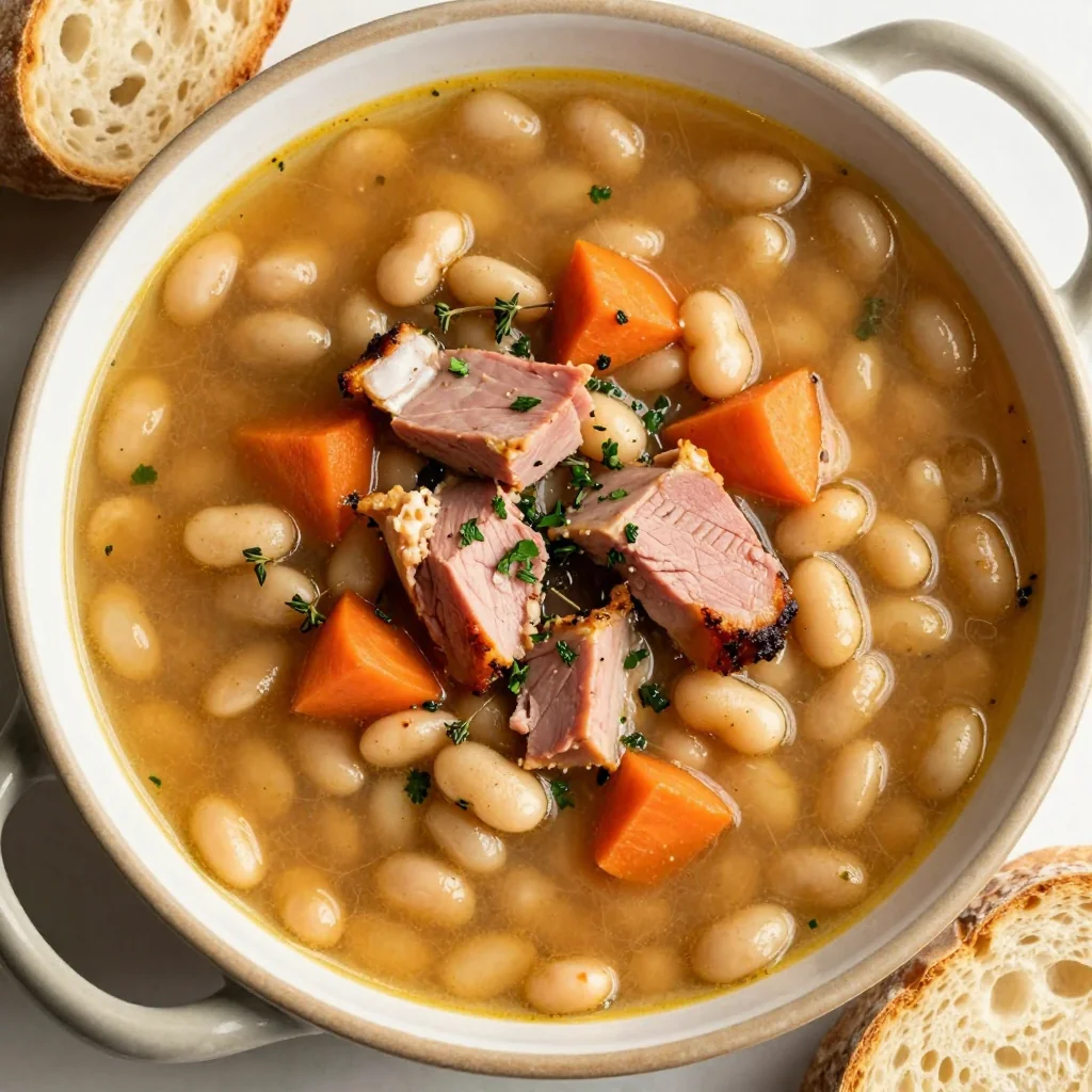 Pantry Clean Out Slow Cooker Ham and Bean Soup with Herbs