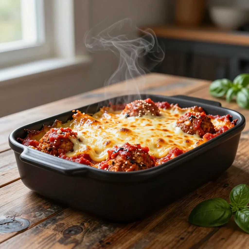 Cheesy Meatball Casserole with Marinara