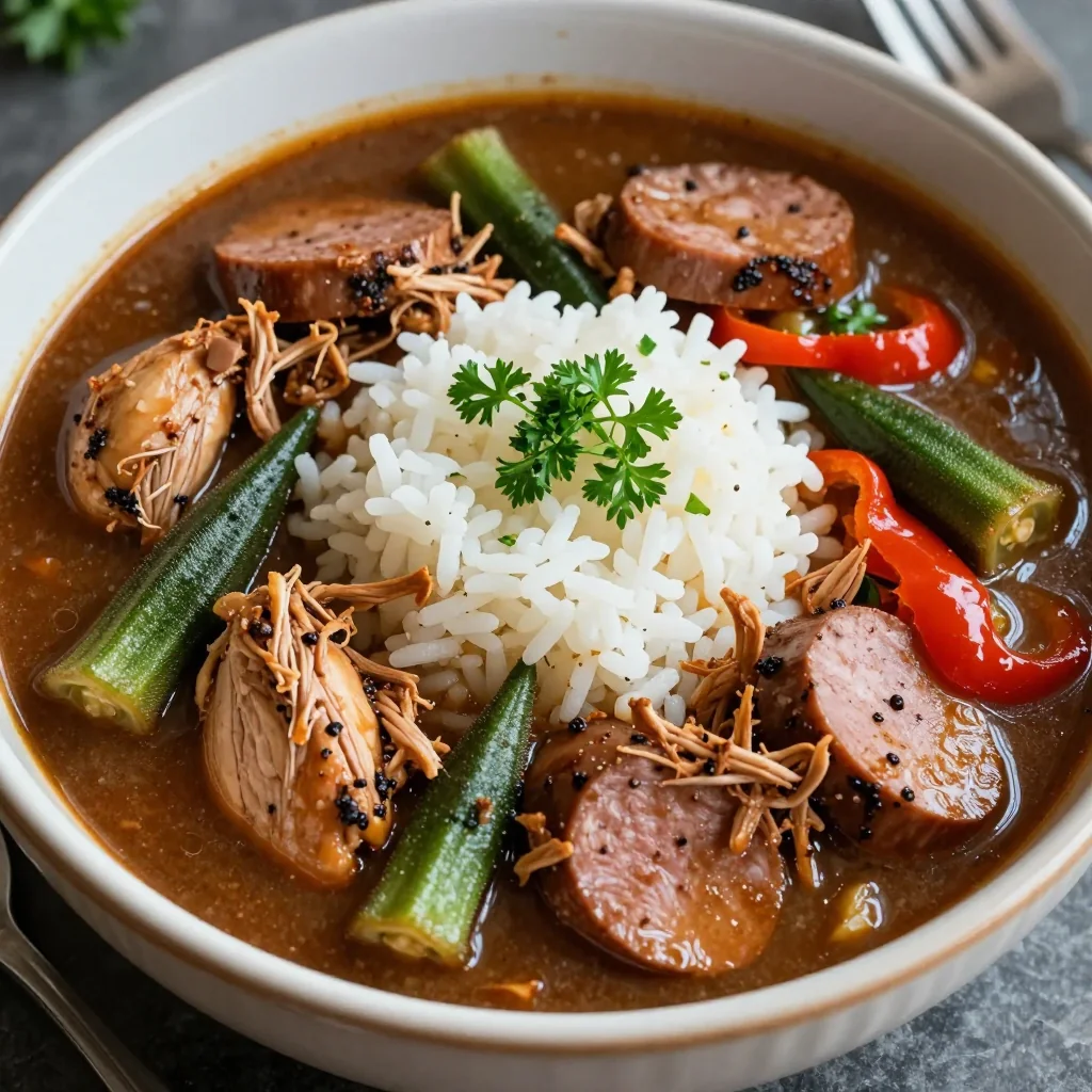 Slow Cooker Chicken and Sausage Gumbo for Dinners
