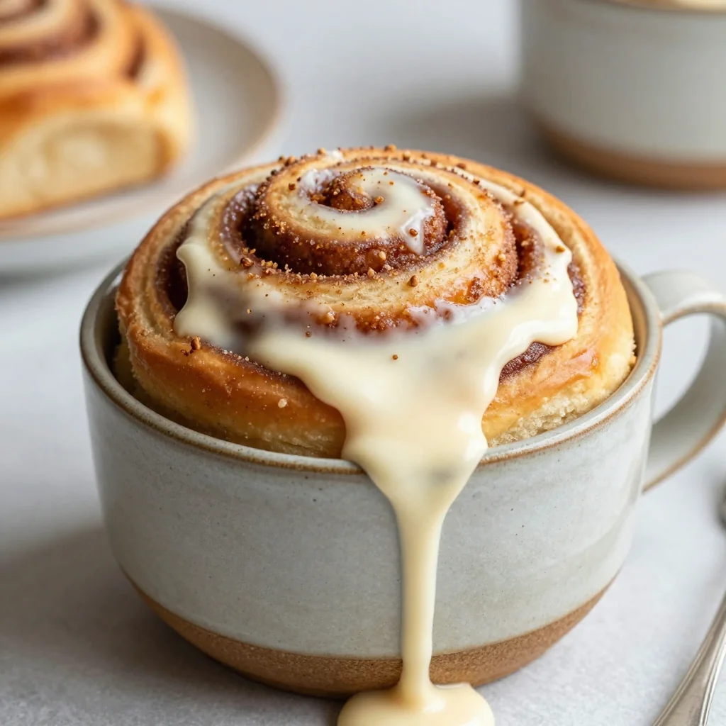 Warm Cinnamon Roll In A Mug For A Quick Treat