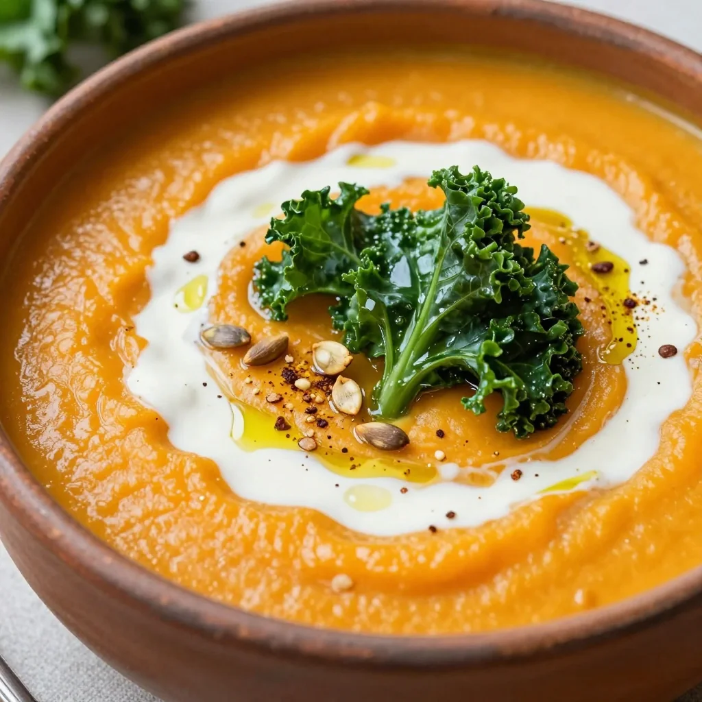 creamy sweet potato and kale soup for nutritious winter comfort