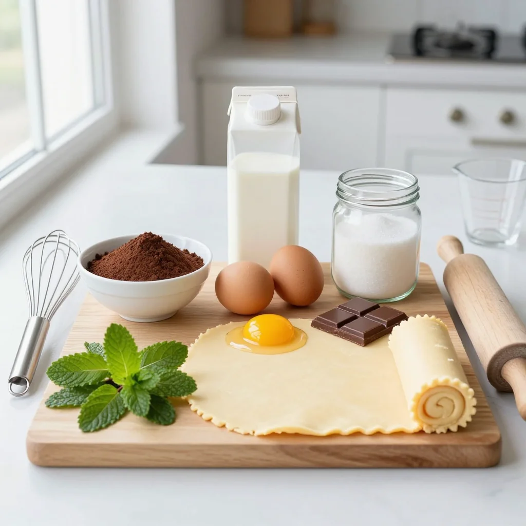 All ingredients for Chocolate Pudding Pie laid out on a countertop