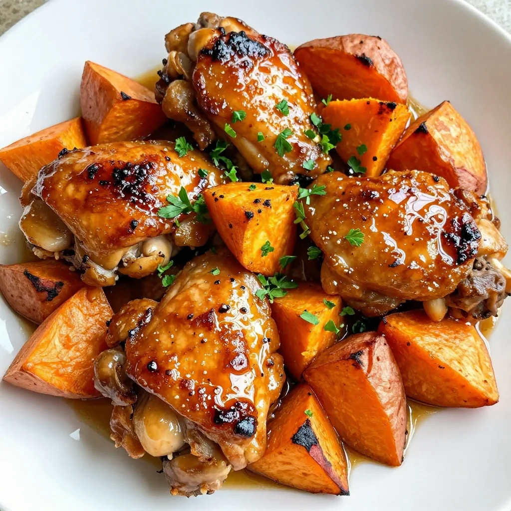 Spicy Honey Glazed Chicken Thighs With Roasted Sweet Potatoes Dinner