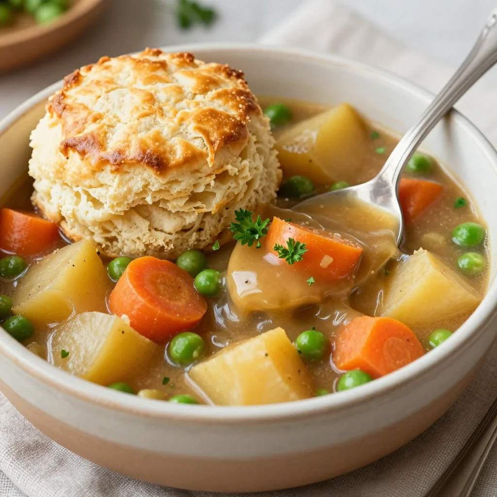 Kid-Friendly Slow Cooker Chicken Stew With Gravy And Biscuits