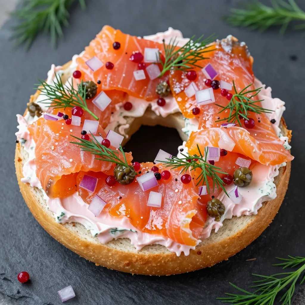 New Year's Day Smoked Salmon Bagel with Lox