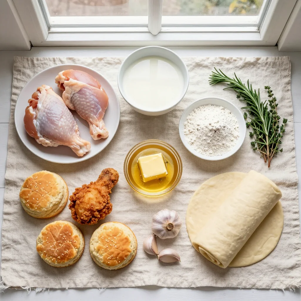 All ingredients for Fried Chicken with Buttermilk Biscuits