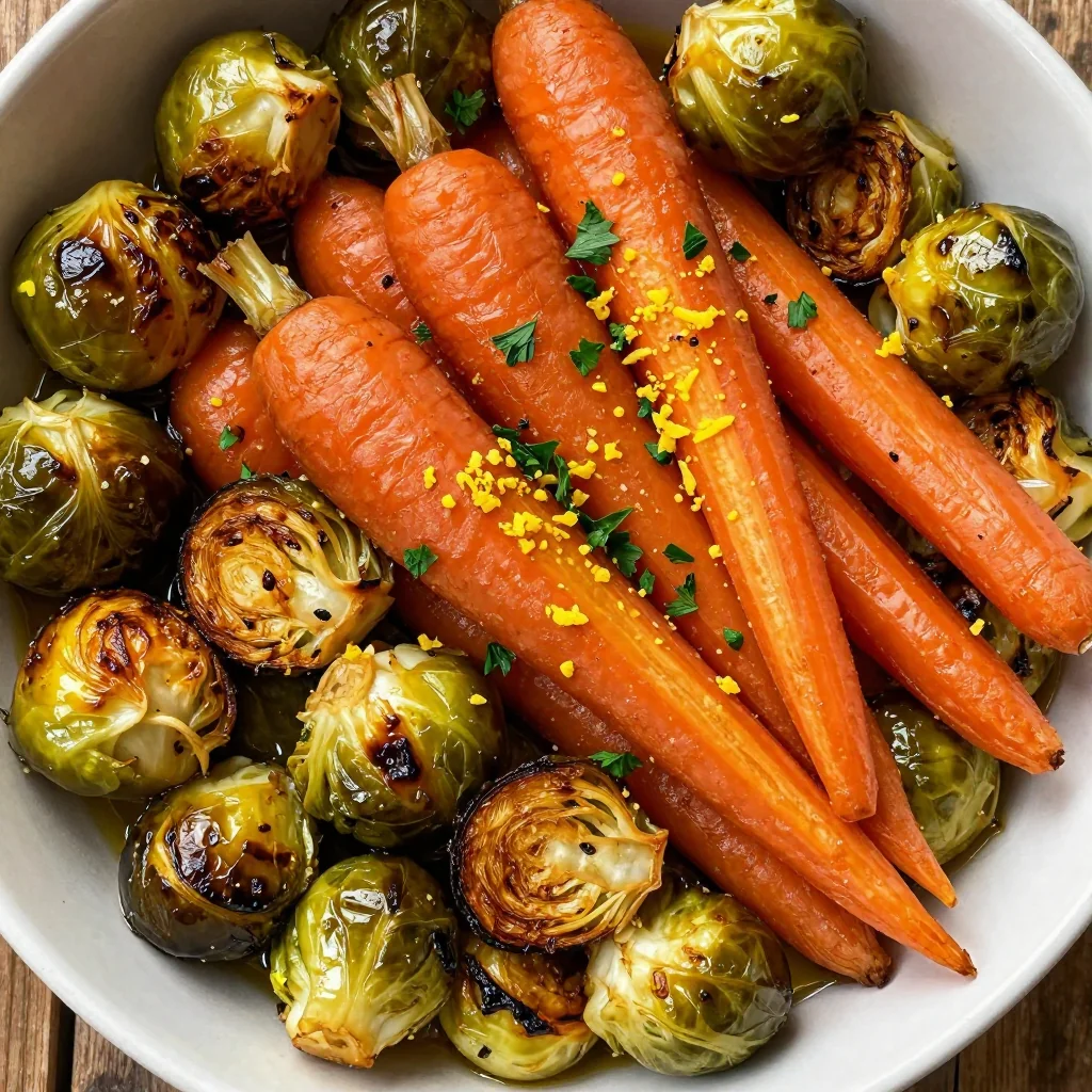 warm lemon roasted brussels sprouts and carrots for family meals