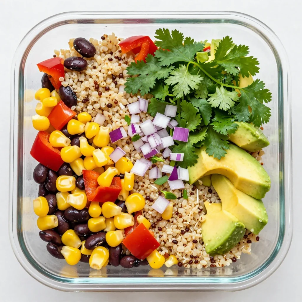 Meal Prep Vegan Quinoa Salad with Black Beans and Corn