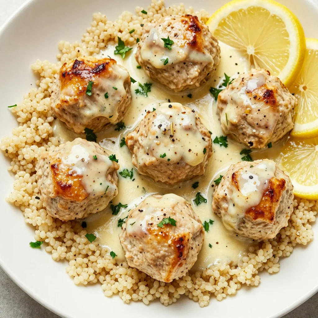 Easy Low-Calorie Turkey Meatballs With Lemon Sauce