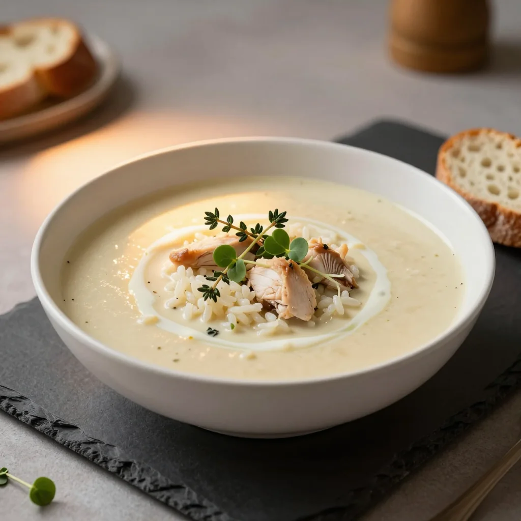 Creamy Vegetable Soup with Rice and Chicken