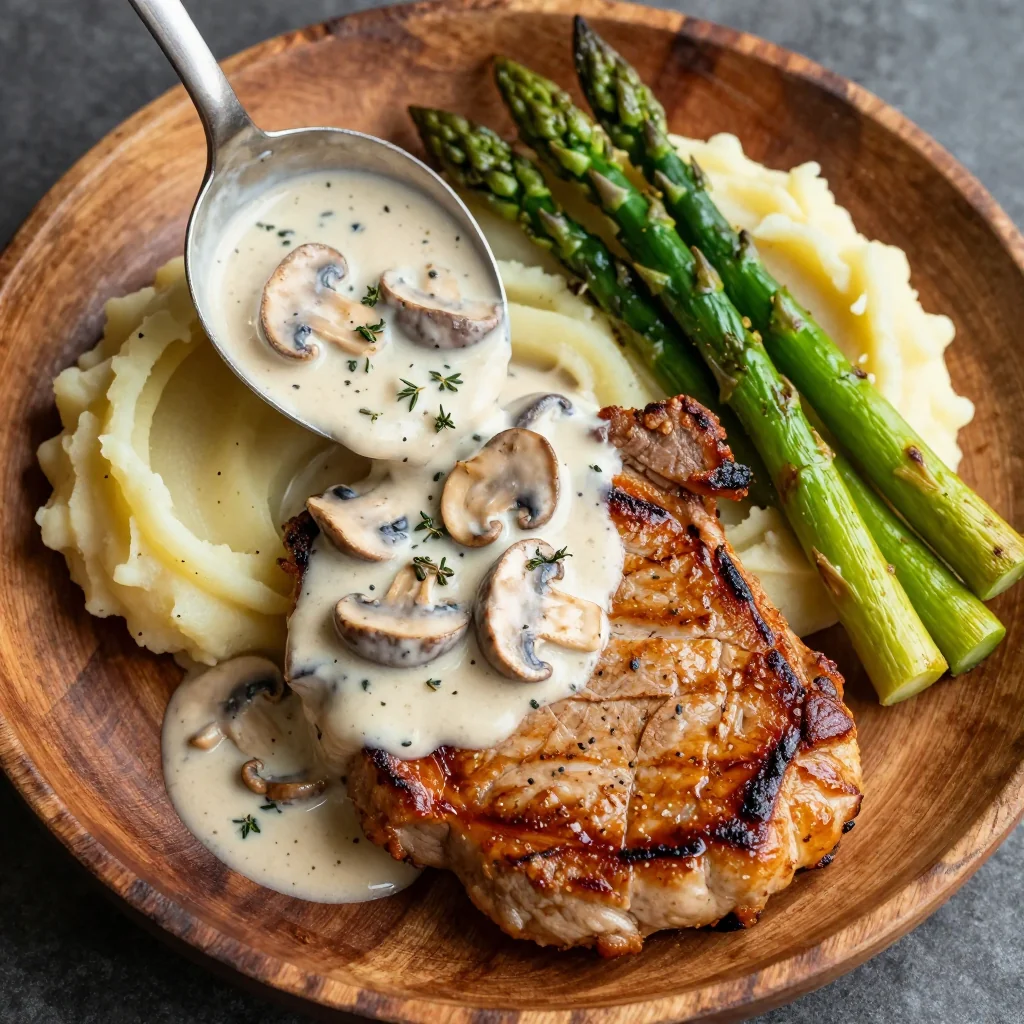 Tender Pork Chops with Creamy Mushroom Sauce