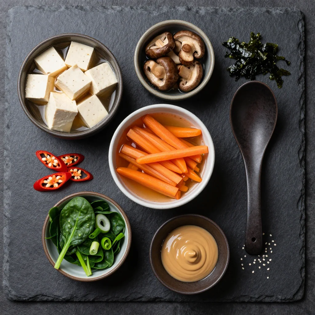 Ingredients for Clean Eating Spicy Tofu and Vegetable Miso Soup