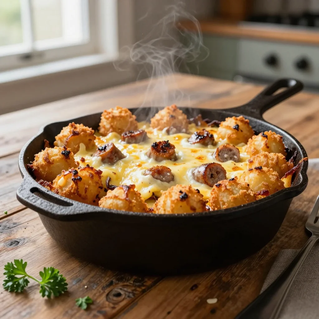 Tater Tot Breakfast Casserole with Sausage