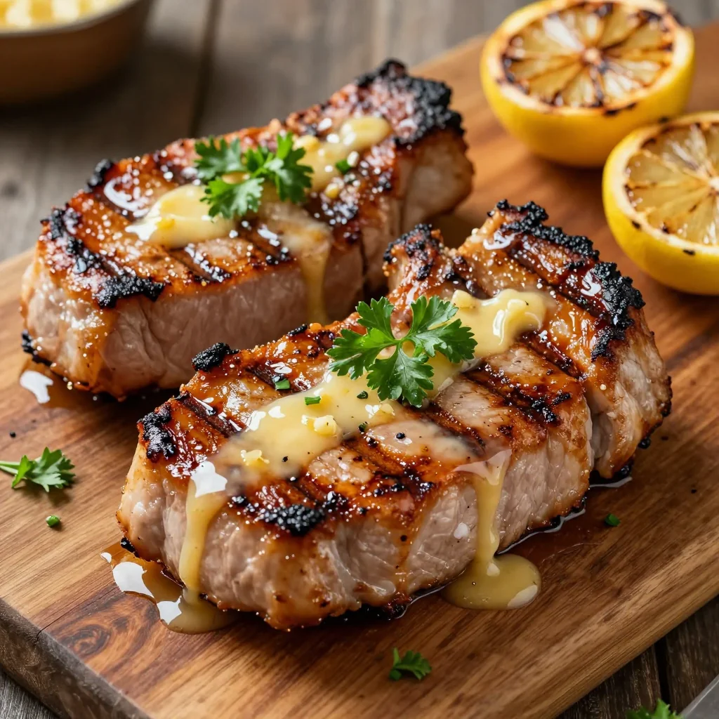 Juicy Air Fryer Pork Chops with Garlic Butter Glaze