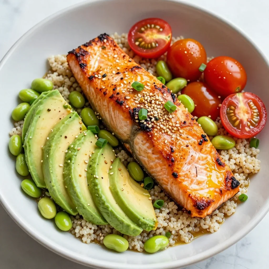 Healthy Salmon and Quinoa Bowl for Lunch