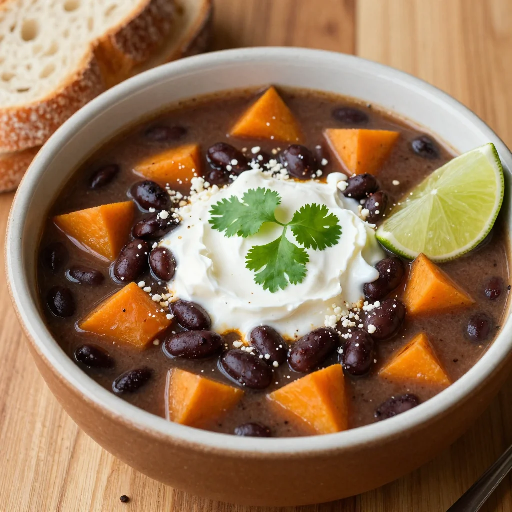 Hearty Black Bean and Sweet Potato Soup for Goals