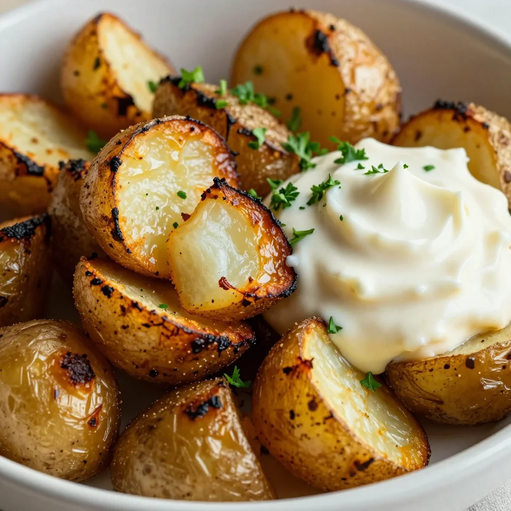 Crispy Smashed Potatoes with Garlic Aioli for Snacks