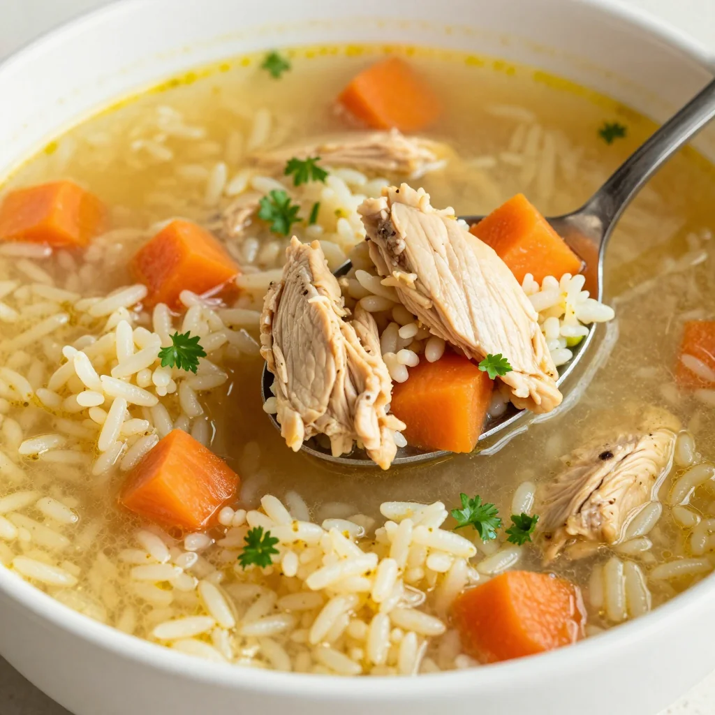 High Protein Slow Cooker Chicken and Rice Soup with Carrots