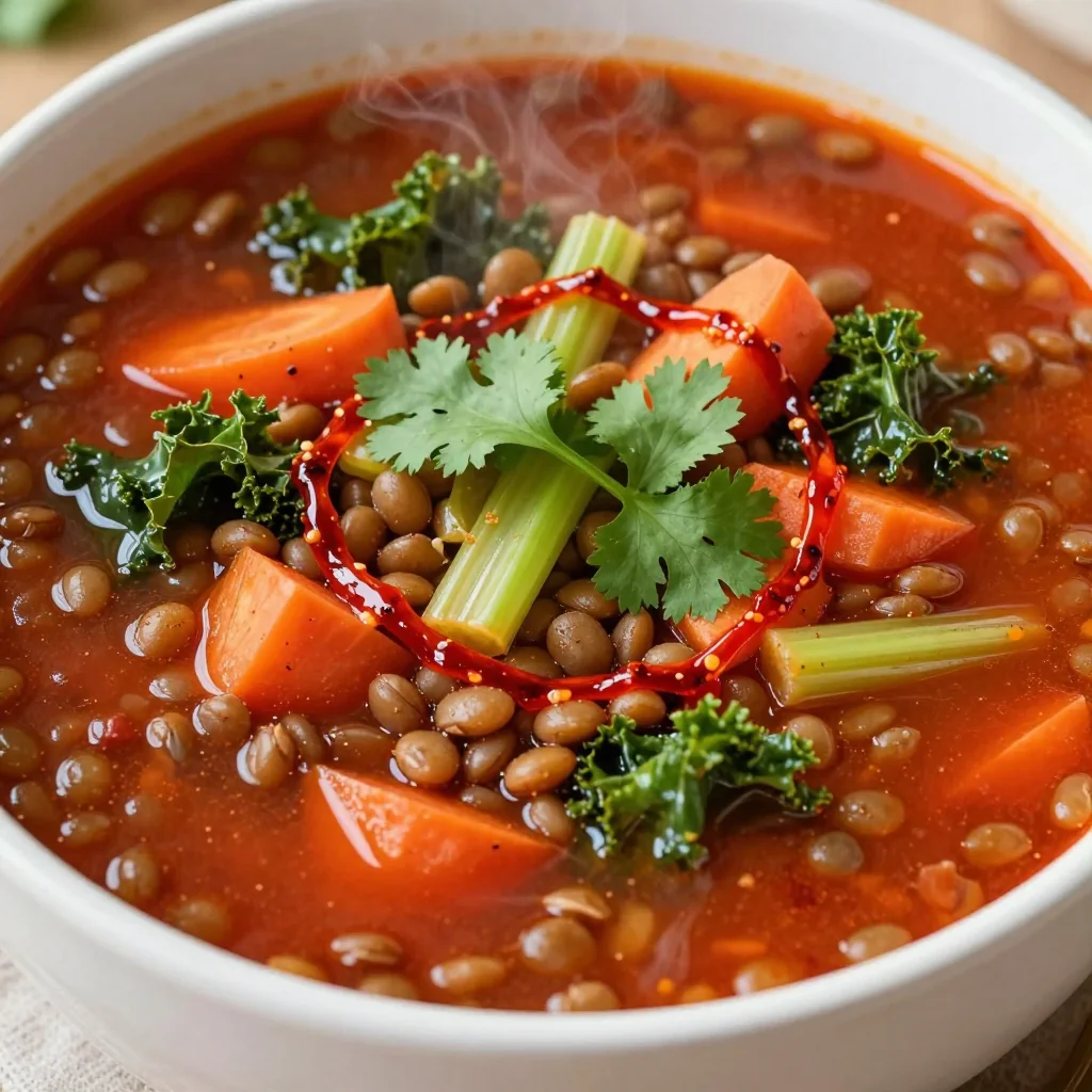 Spicy Vegan Lentil and Vegetable Soup for January