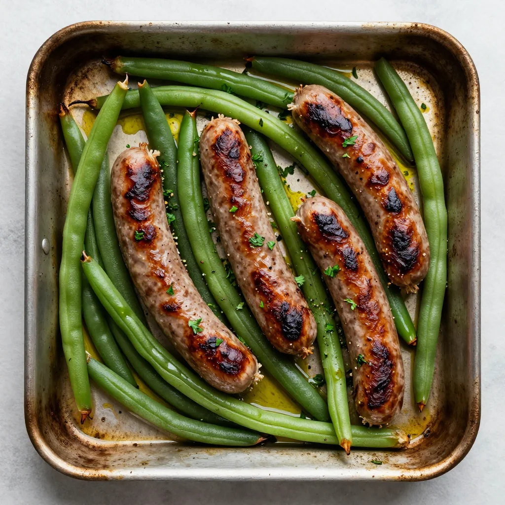 Clean Eating Sheet Pan Turkey Sausage and Green Beans