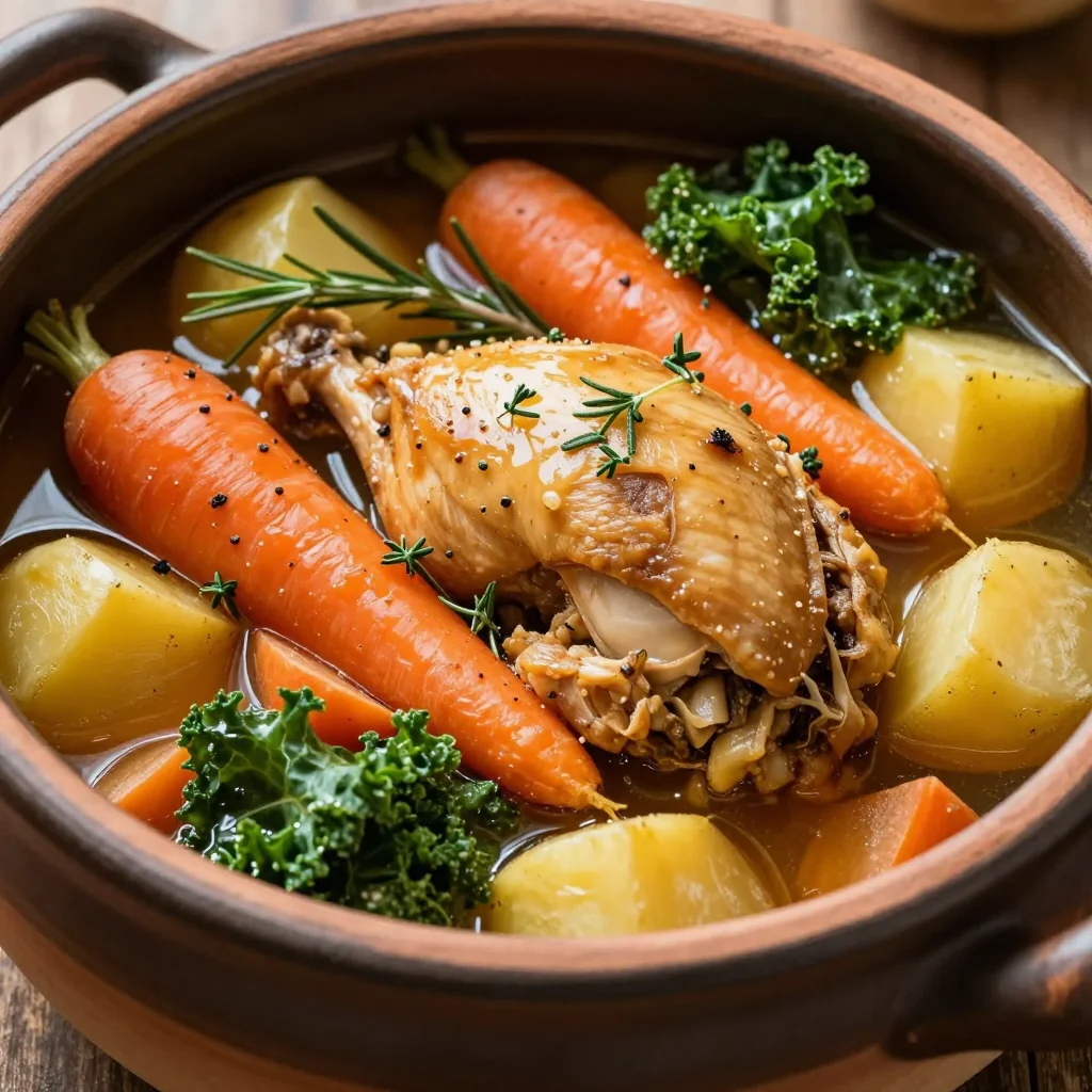 savory slow cooker chicken stew with winter vegetables and herbs
