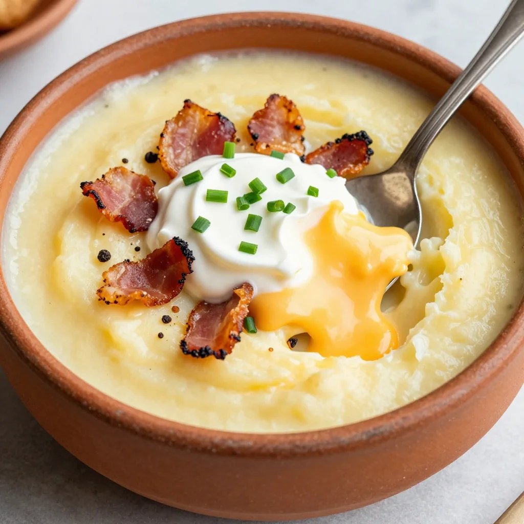 Ultimate Slow Cooker Loaded Baked Potato Soup Bowl