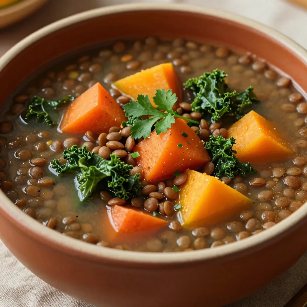 budget friendly onepot lentil and winter vegetable soup for family dinners