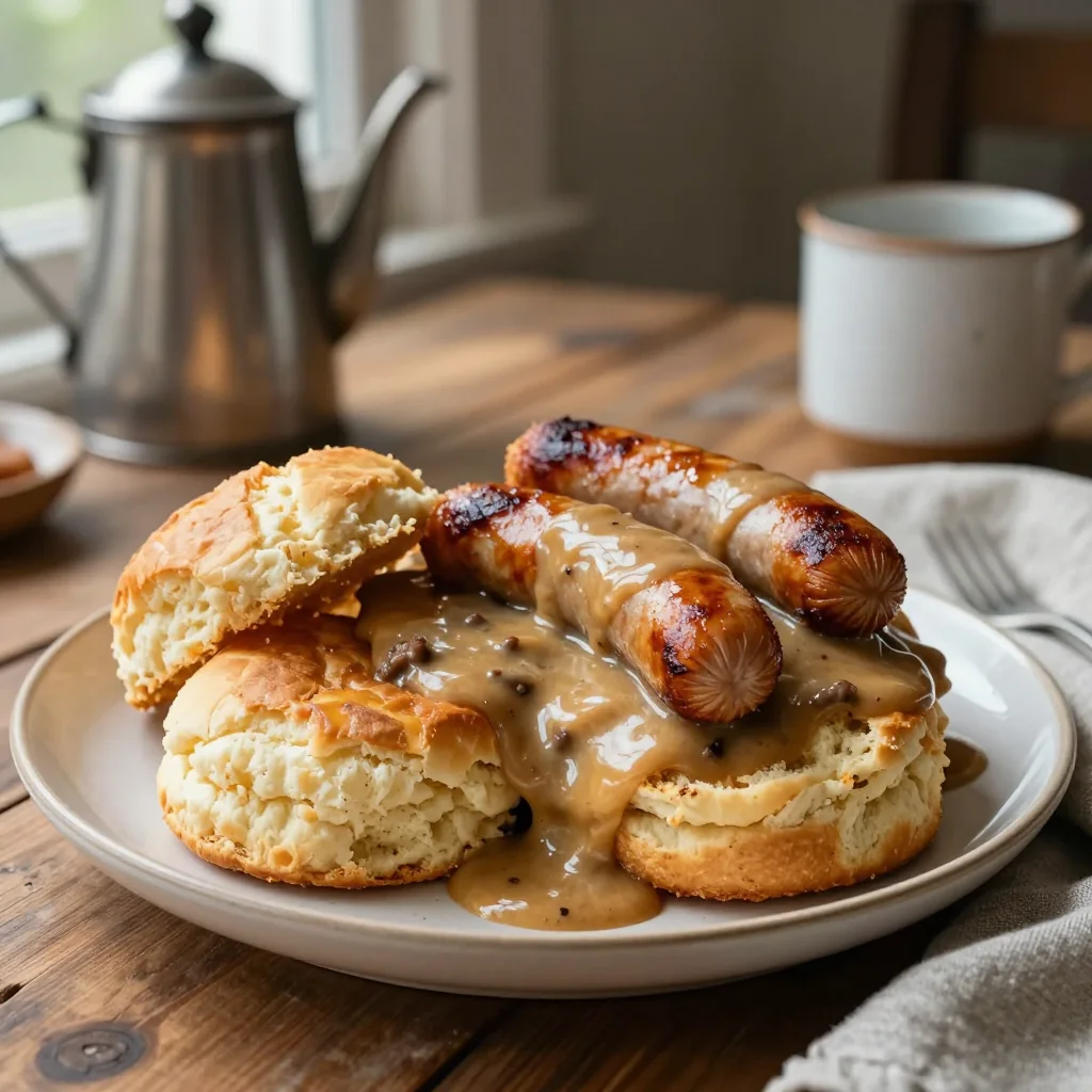 Biscuits and Gravy Sausage Breakfast