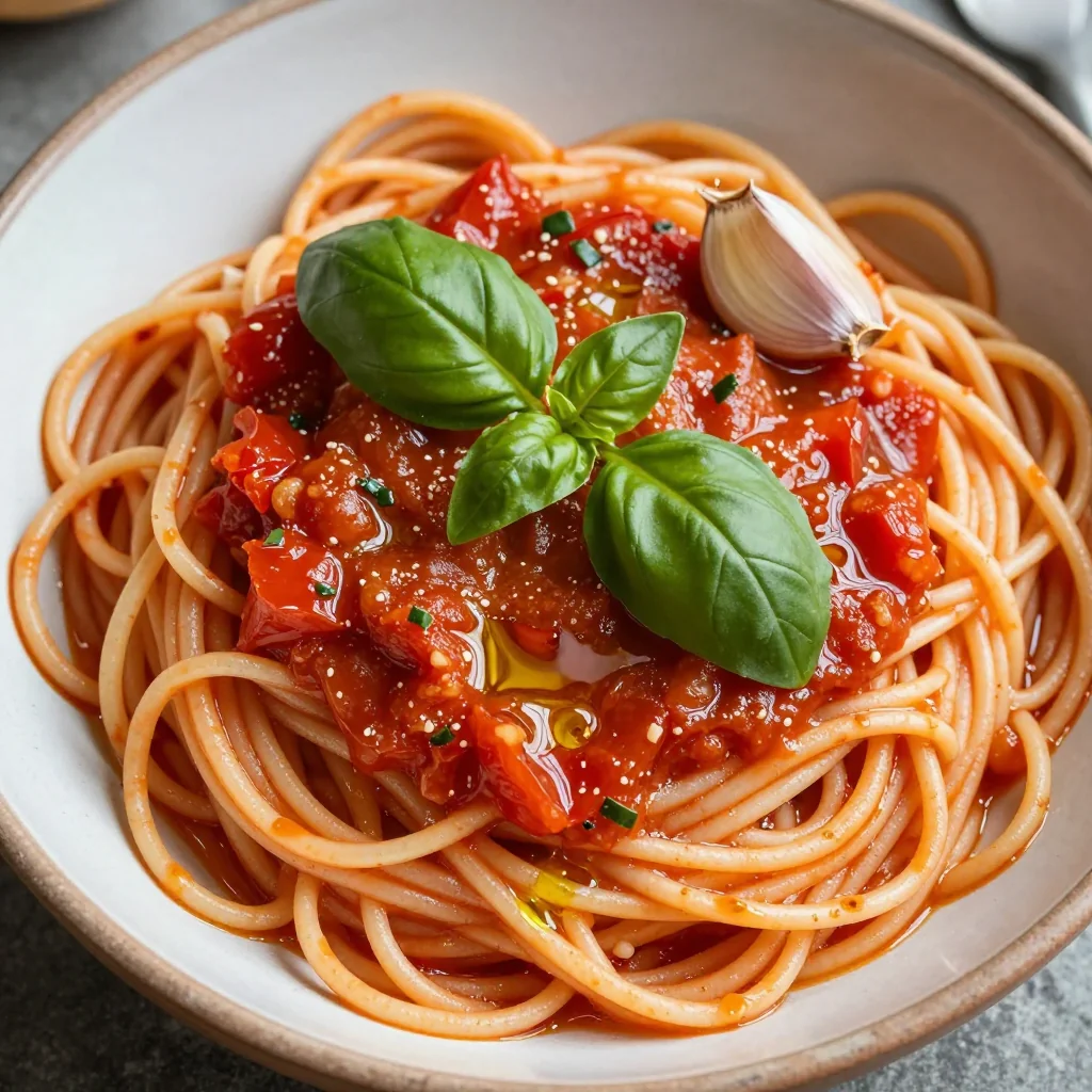 Pantry Tomato Basil Pasta with Simple Ingredients