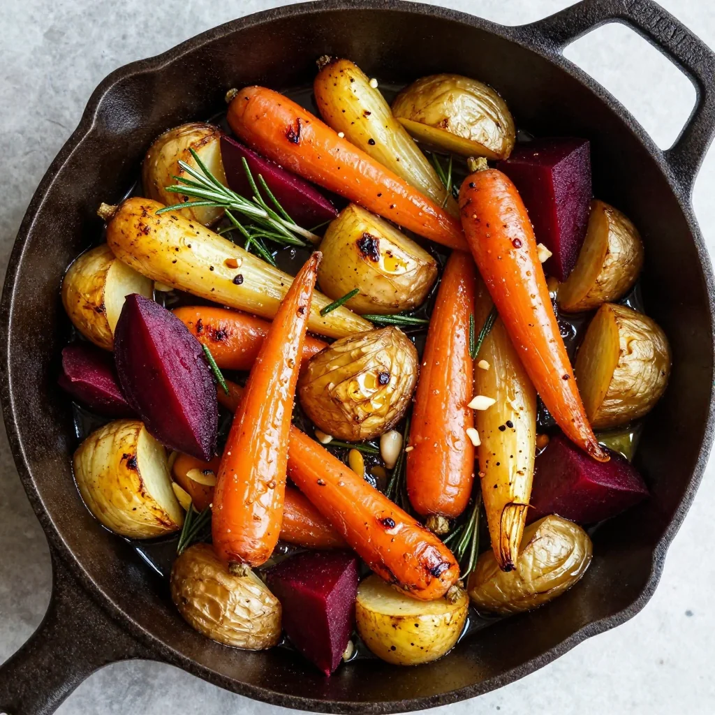 warm garlic roasted root vegetables with rosemary for january meals
