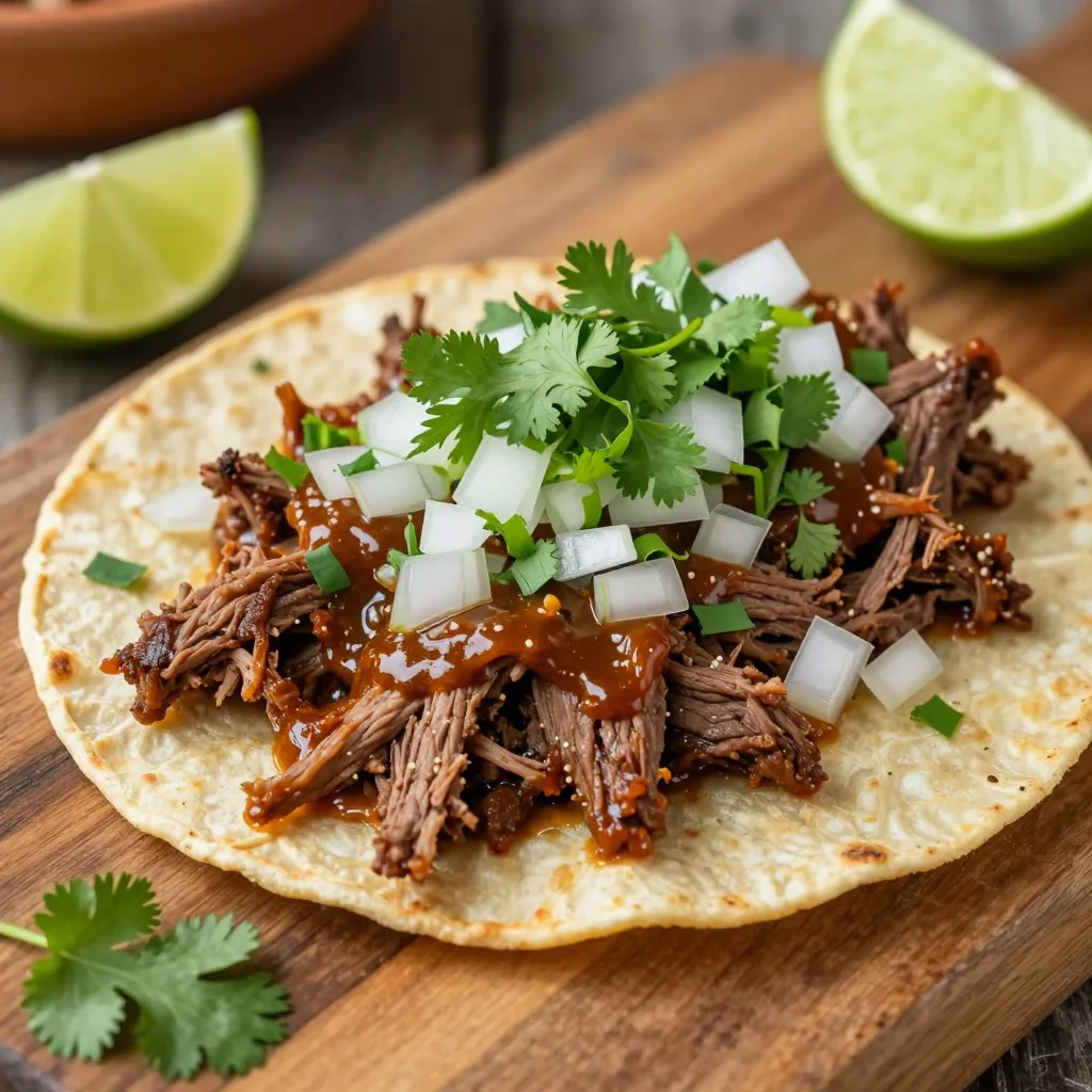 Easy Slow Cooker Beef Barbacoa Tacos With Cilantro And Lime