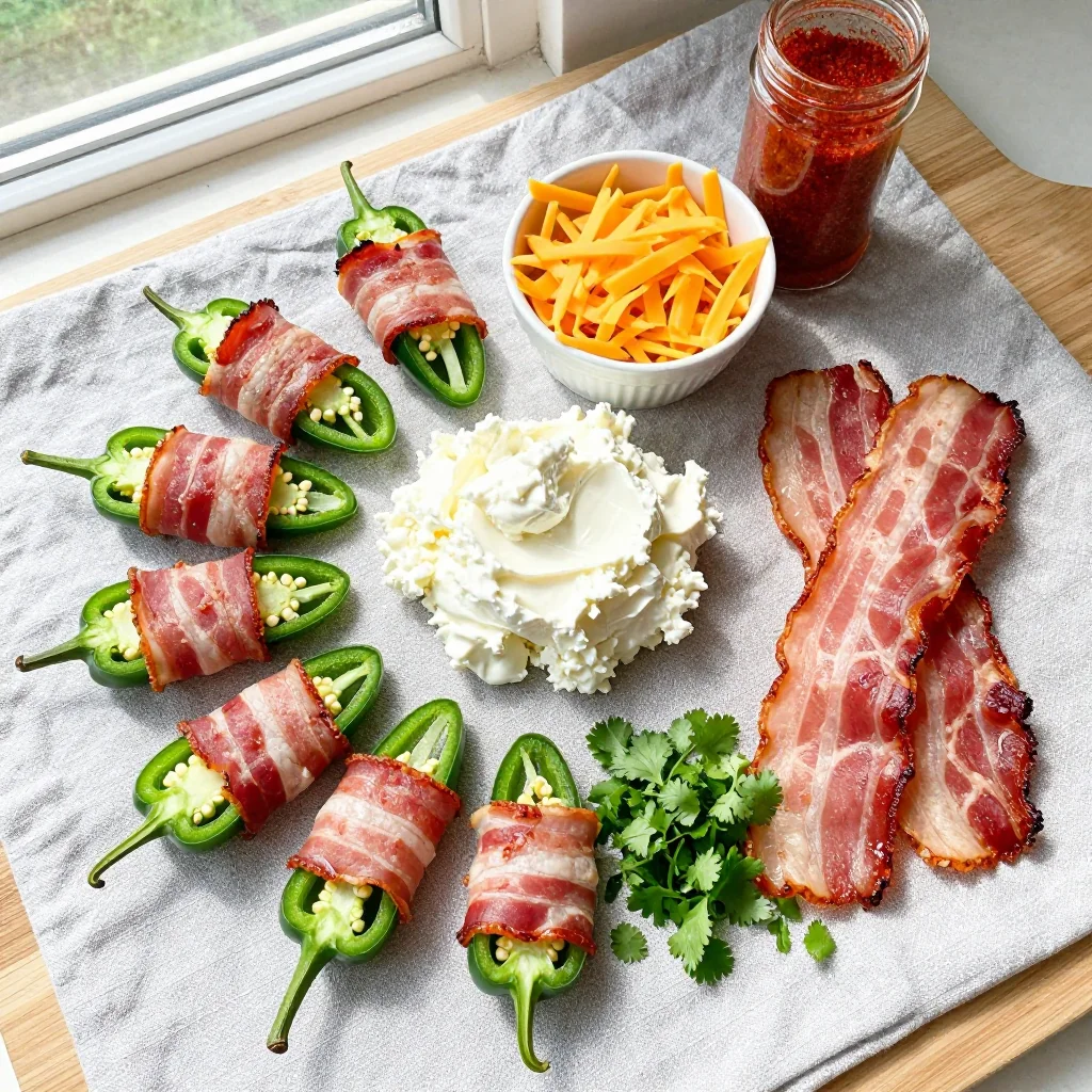 All ingredients laid out on a wooden board
