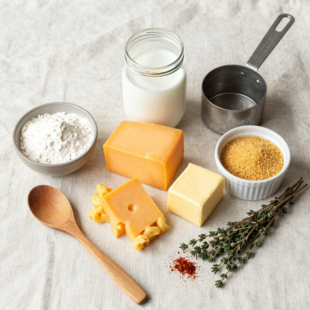 All ingredients for Southern Mac and Cheese Baked Style